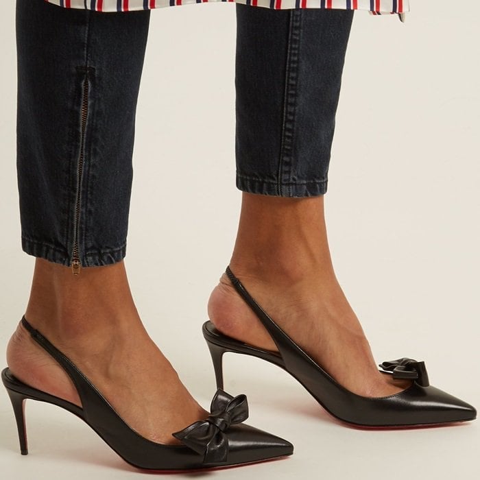 Christian Louboutin's black leather Yasling pumps are a ladylike alternative to the label's tough-chic aesthetic