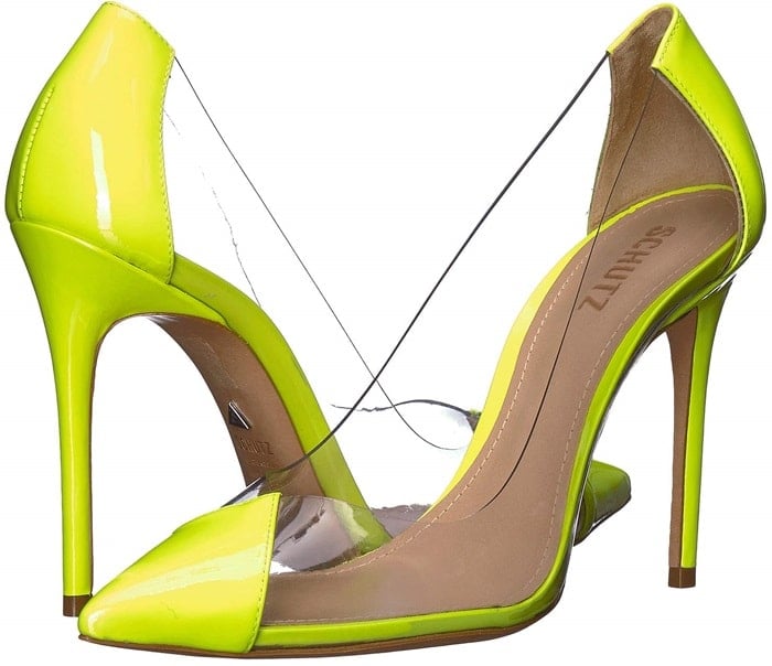 Neon Yellow Cendi Transparent Pumps