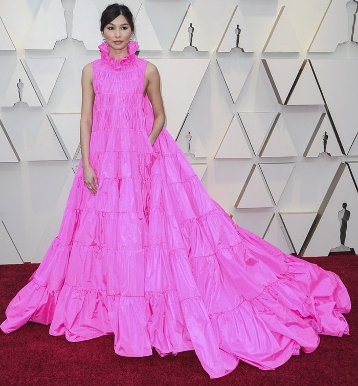 Gemma Chan in a pink Valentino gown at the 2019 Academy Awards at the Dolby Theatre in Los Angeles on February 24, 2019