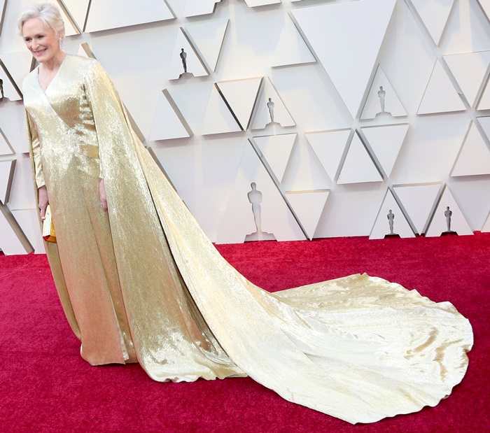 Glenn Close's gold gown was made with the assistance of more than 40 skilled craftsmen