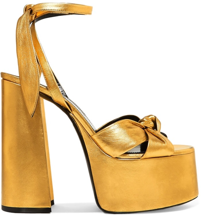 Saint Laurent's statement of luxury: Gold Paige Metallic Leather Platform Sandals