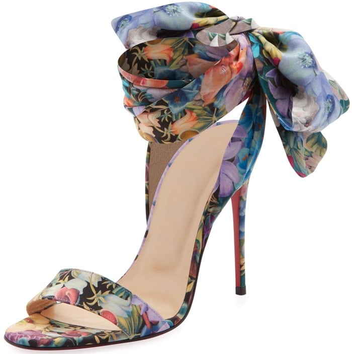 Christian Louboutin's multicolored floral crepe Sandale Du Desert sandals are styled with self-ties that wrap around the ankle