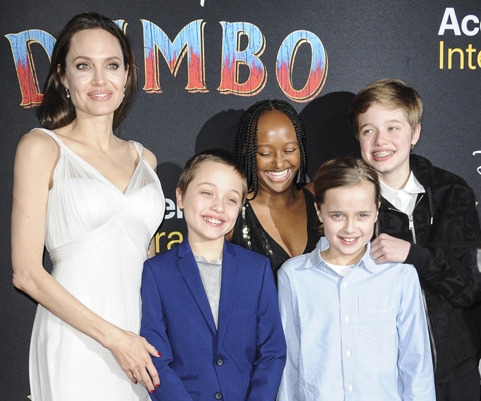 Angelina Jolie with Zahara, 14, Shiloh, 12, and 10-year-old twins Vivienne and Knox