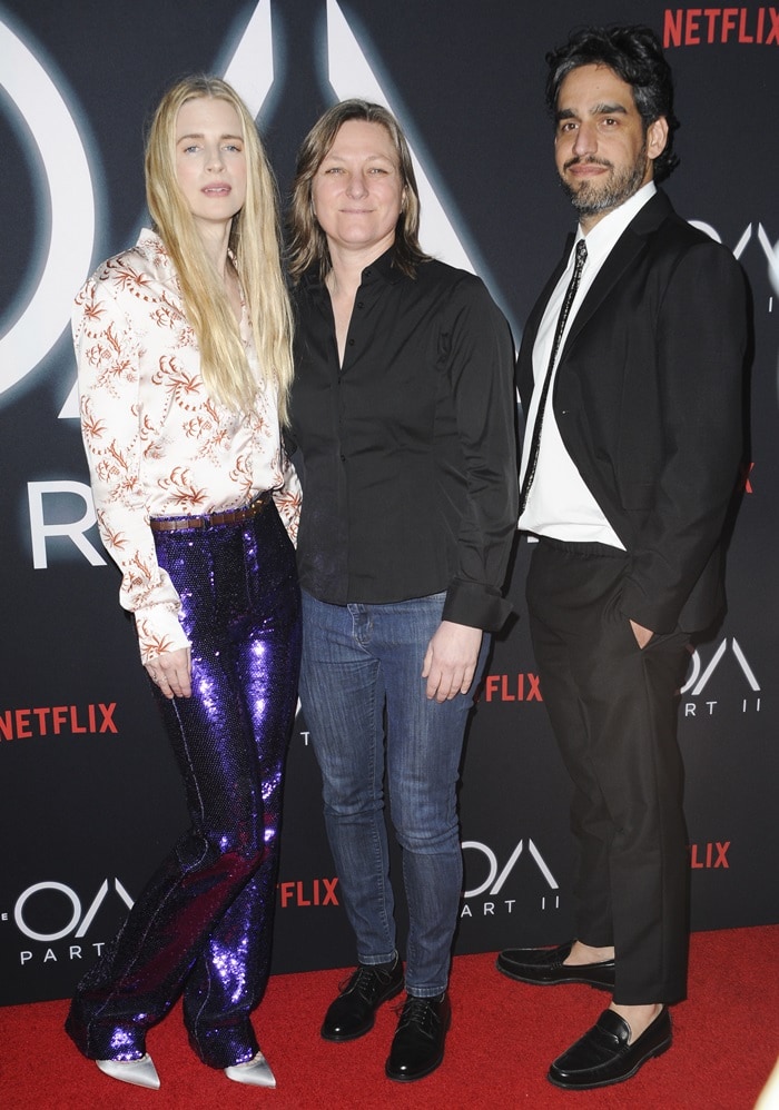 Brit Marling, Cindy Holland, and Zal Batmanglij at the premiere of the second season of their hit show