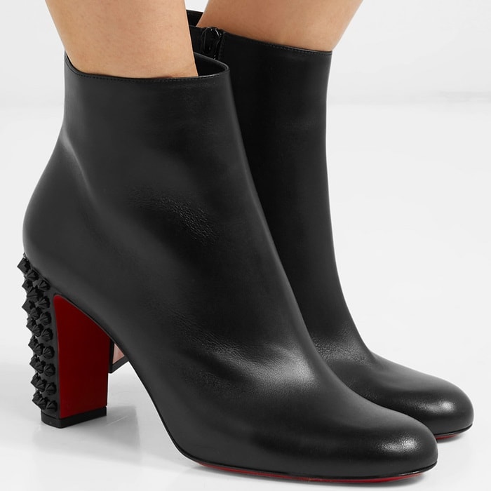 Black Suzi Folk Leather Red Sole Booties