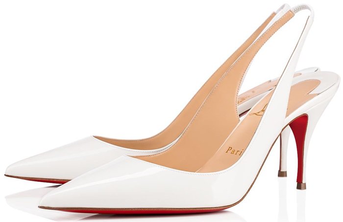 Christian Louboutin’s white Clare slingback pumps are simply finished with the label's signature red lacquered sole, inspired by the nail varnish worn by the founder's assistant