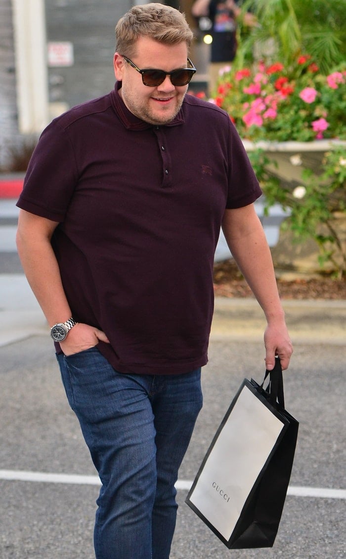 James Corden on Rodeo Drive in Beverly Hills shopping at the Gucci store on October 12, 2018