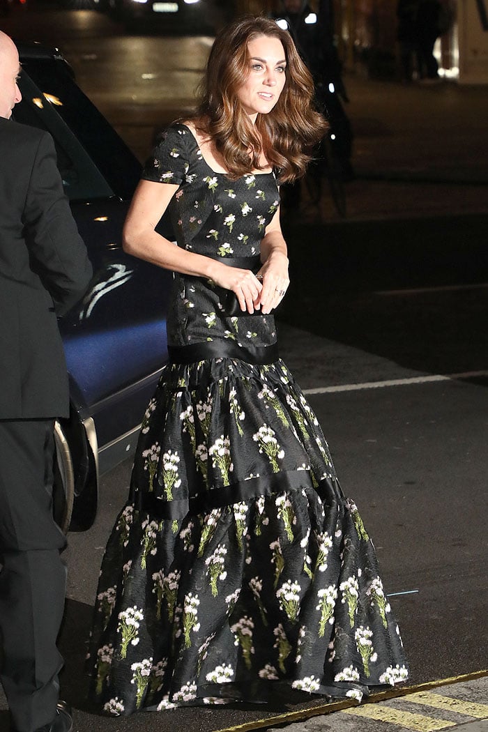 Kate Middleton or Catherine, Duchess of Cambridge, arrives at The Portrait Gala 2019 held at the National Portrait Gallery in London, England, on March 12, 2019