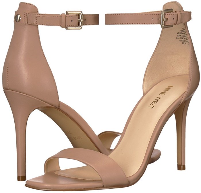 With a lightly cushioned footbed and a tall stiletto heel, this classic ankle-strap sandal is easy to wear and easy to pair with the rest of your wardrobe
