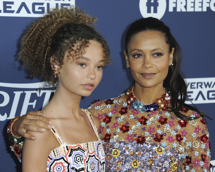 Nico Parker in Chanel and her mother Thandie Newton in Ashish
