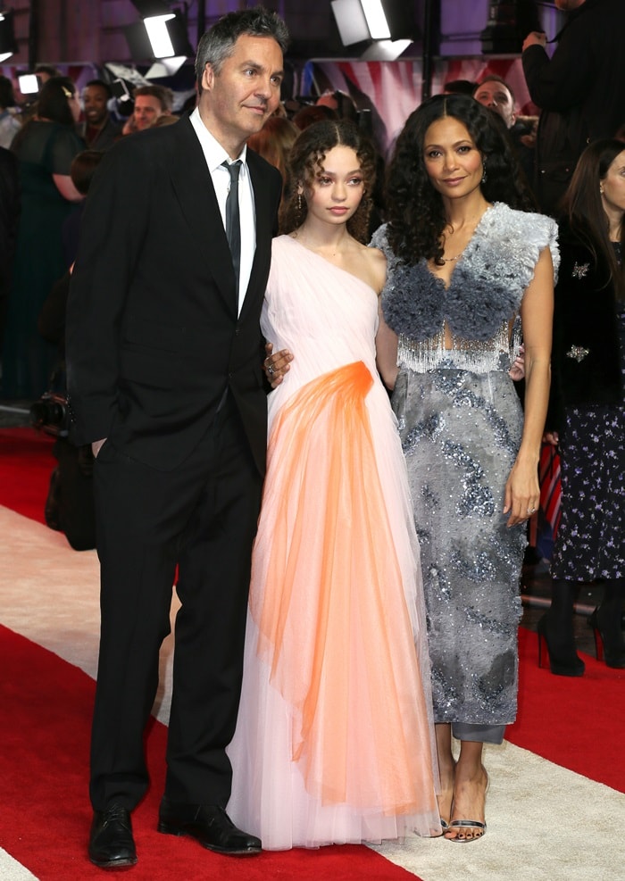 Nico Parker was joined by her actress mom Thandiwe Newton and director dad Ol Parker at the UK premiere of her film Dumbo at the Curzon Mayfair in London, England, on March 21, 2019