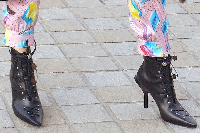 Louis Vuitton Spring 2019 'Janet' corset-lace-up ankle booties with shifted-back stiletto heels
