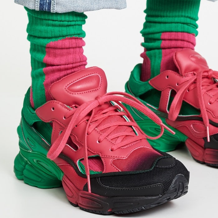 Pink/Adidas Green/Core Black Replicant Ozweego Sneakers