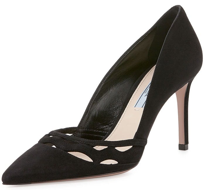 Prada Wavy-Cut Suede Pumps