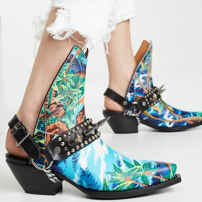 Hawaiian Printed Ankle Half Cowboy Boots