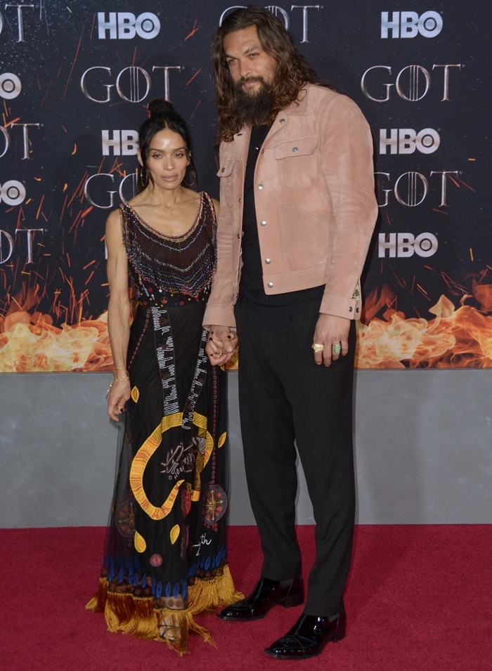 Jason Momoa and his wife Lisa Bonet at the season eight premiere of Game of Thrones held at Radio City Music Hall in New York City on April 3, 2019