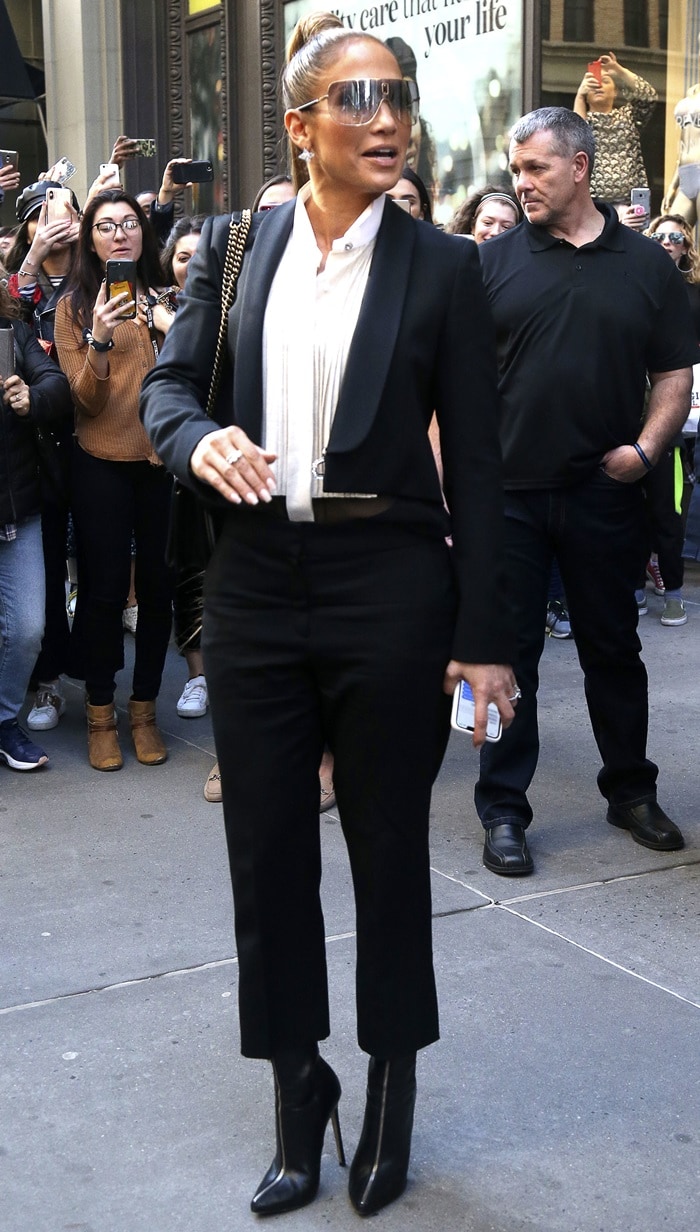 Jennifer Lopez rocked Monika Chiang's black Zaria cuff booties