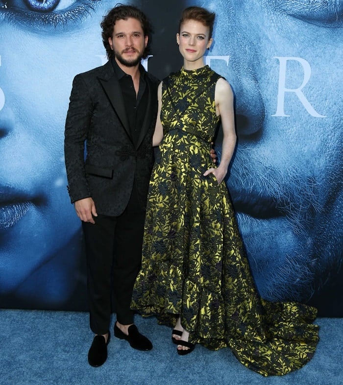 Kit Harington and Rose Leslie at the season 7 premiere of Game Of Thrones at Walt Disney Concert Hall in Los Angeles on July 12, 2017