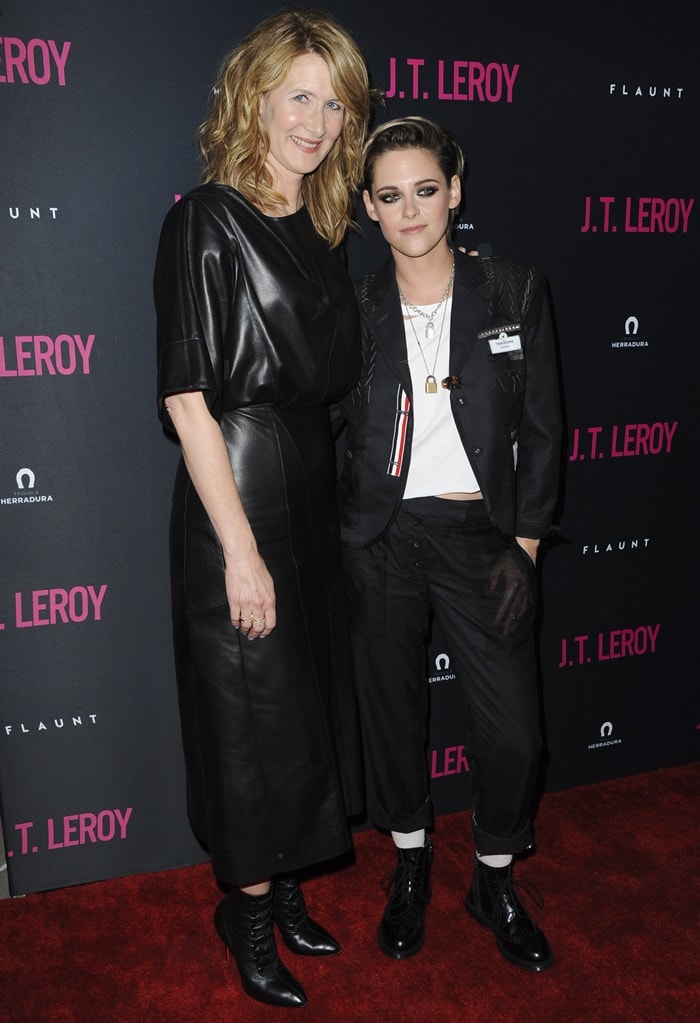 Kristen Stewart and Laura Dern hit the red carpet at the premiere of JT LeRoy at the ArcLight Hollywood in Hollywood, California, on April 24, 2019