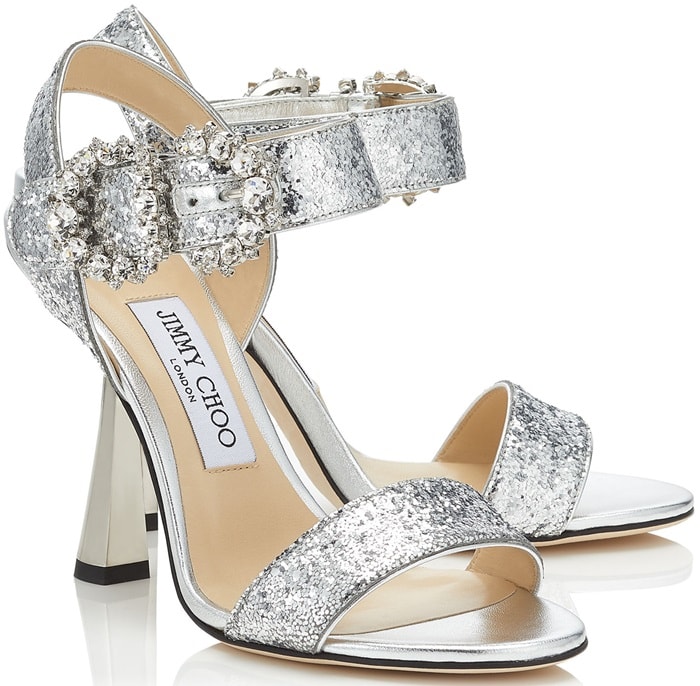 Spooky constantly Pilgrim Sereno Sandal With Statement Jeweled Buckle Strap by Jimmy Choo