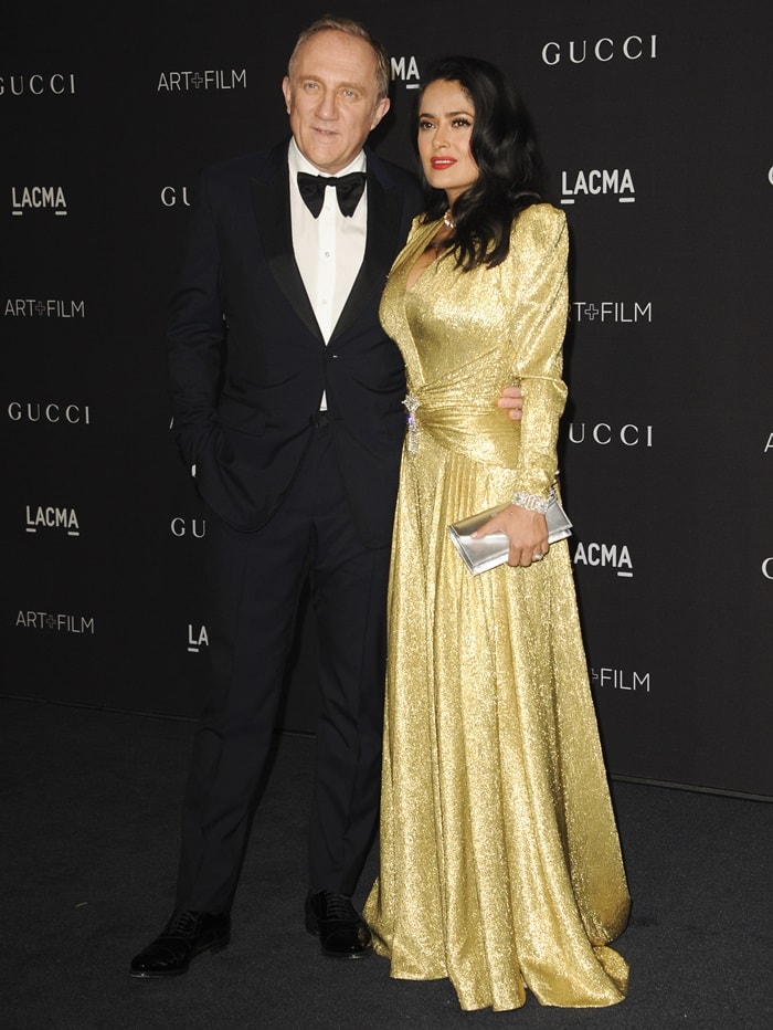 Salma Hayek and her husband Francois-Henri Pinault at the 2018 LACMA Art + Film Gala presented by Gucci at LACMA in Los Angeles on November 3, 2018