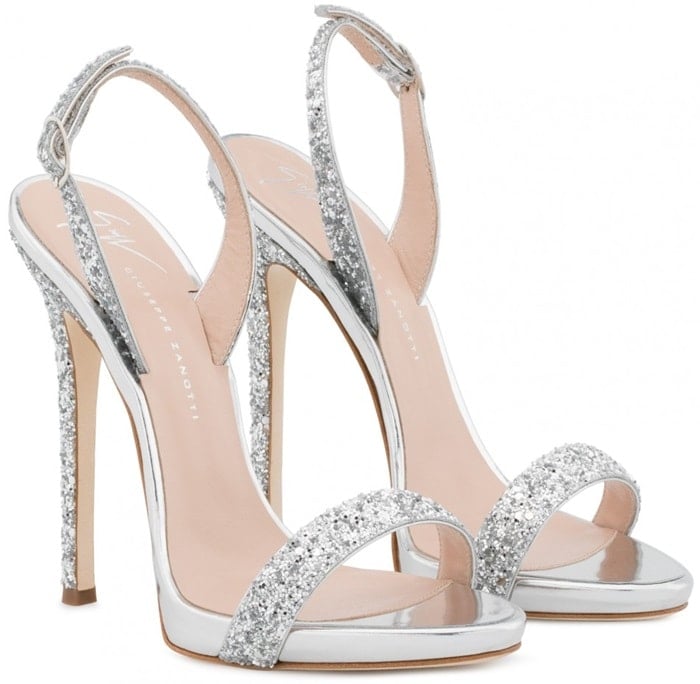 Silver Patent Sophie Sandals With Glitter