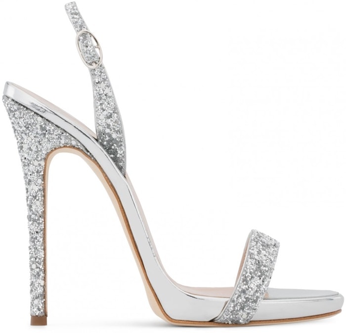 Silver Patent Sophie Sandals With Glitter