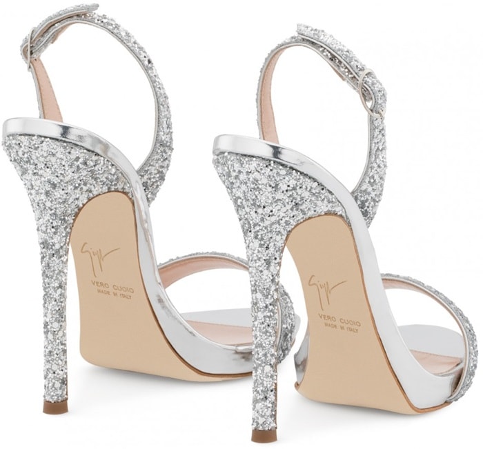 Silver Patent Sophie Sandals With Glitter