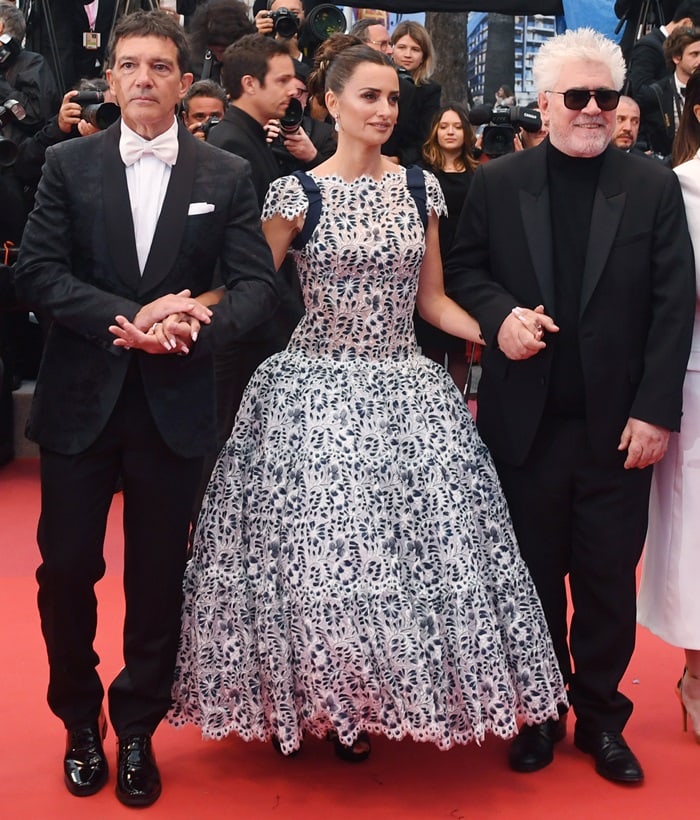 Antonio Banderas, Penélope Cruz, and Pedro Almodovar at the premiere of their new movie Pain and Glory (Dolor Y Gloria) in Cannes, France, on May 17, 2019
