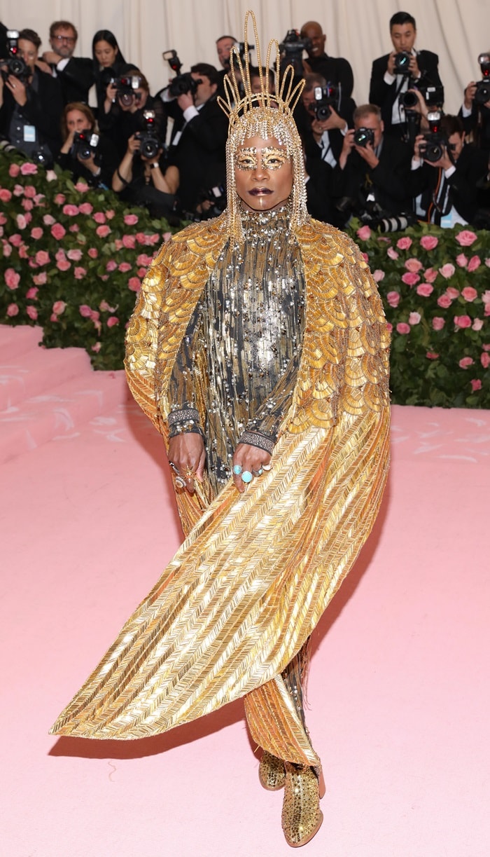 Billy Porter wears jewelry by Oscar Heyman, Andreoli, John Hardy, and Mordekai at the 2019 Met Gala