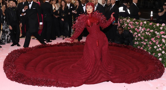 Cardi B wore an oxblood gown to the 2019 Met Gala