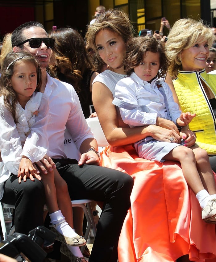 Casper Smart, Emme Maribel, Maximilian David, and Jennifer Lopez attend the Hollywood Walk of Fame ceremony