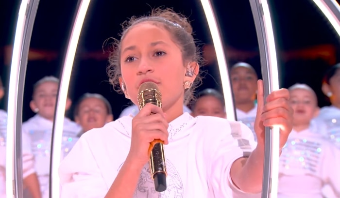 Emme Maribel Muñiz sang a portion of “Let’s Get Loud” during the Halftime Show at the 2020 Super Bowl