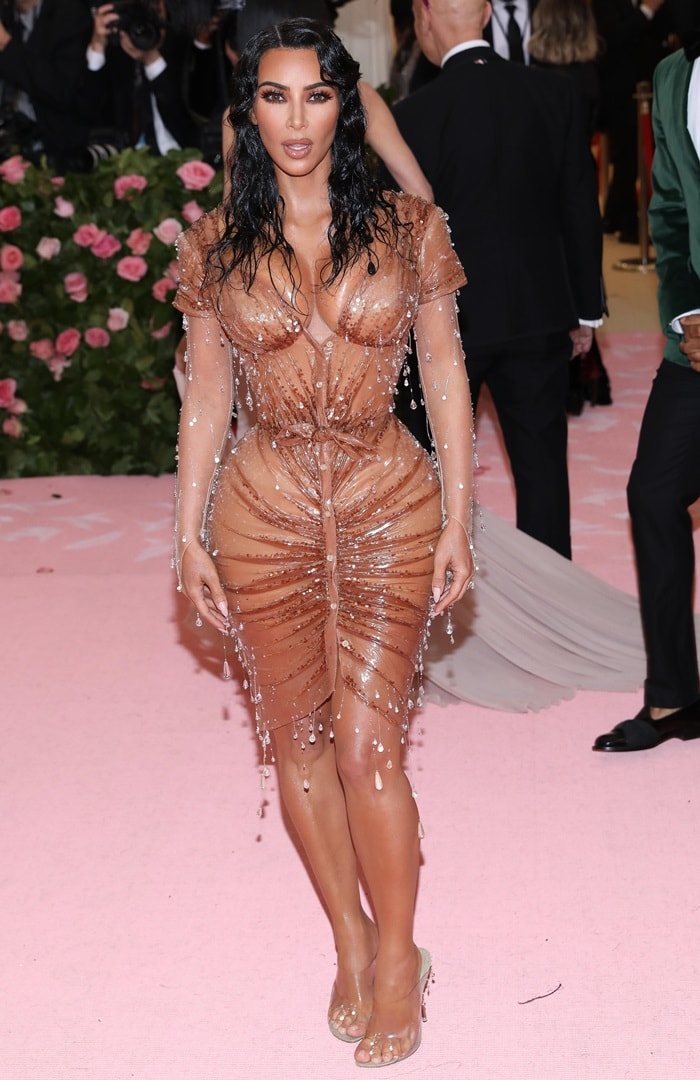 Kim Kardashian's glazed croissant dress by Manfred Thierry Mugler