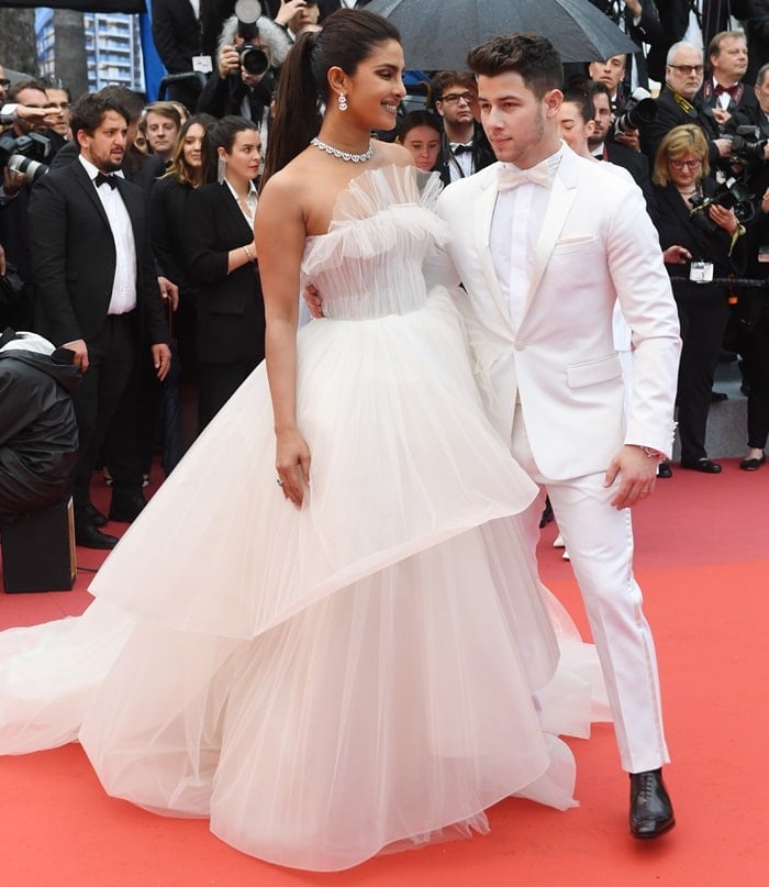 Priyanka Chopra's off-white tulle strapless bridal gown