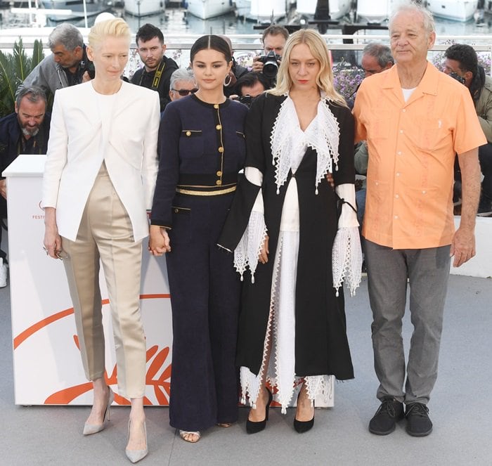 Tilda Swinton, Bill Murray, Selena Gomez, and Chloe Sevigny attending the official photocall for her latest film The Dead Don’t Die