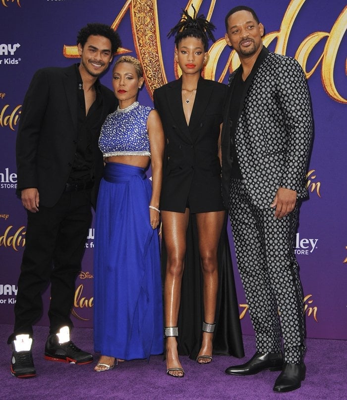 Jada Pinkett Smith and her husband Will Smith were joined by their children Willow and Trey at the premiere of Aladdin