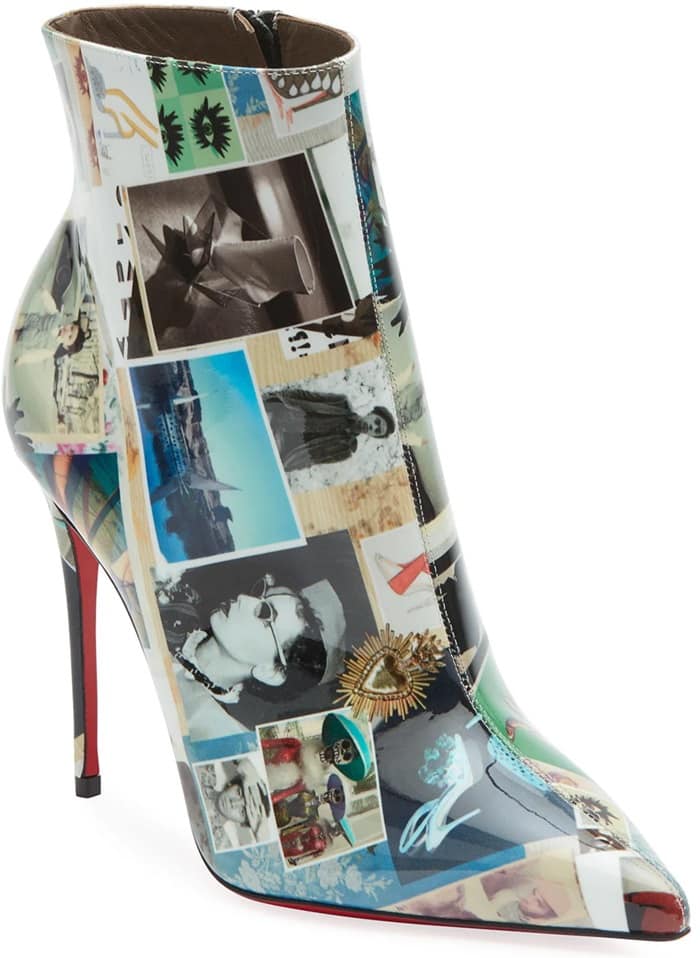 Photo Collage Printed Patent Leather So Kate Booties