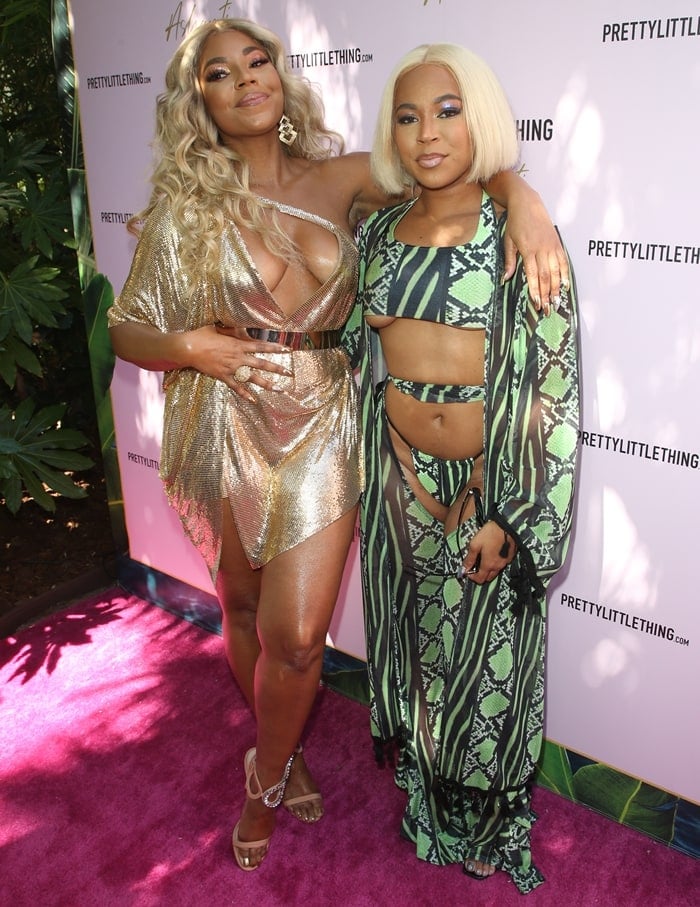 Ashanti was joined by Kenashia Douglas at a launch party for her PrettyLittleThing swimsuit collection