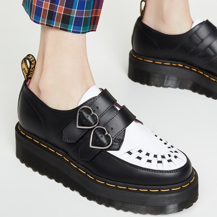 Black and White Dr. Martens Lazy Oaf Buckle Creepers