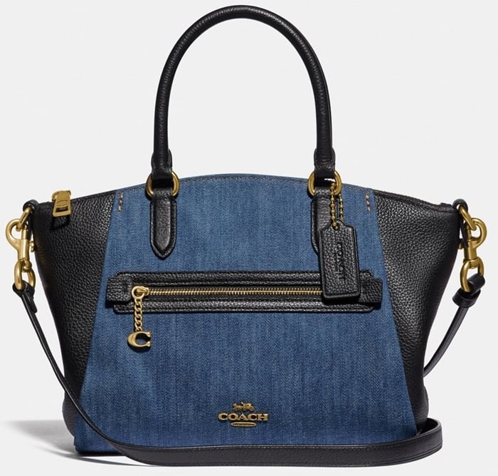 Coach Denim & Leather Blocked Elise Satchel