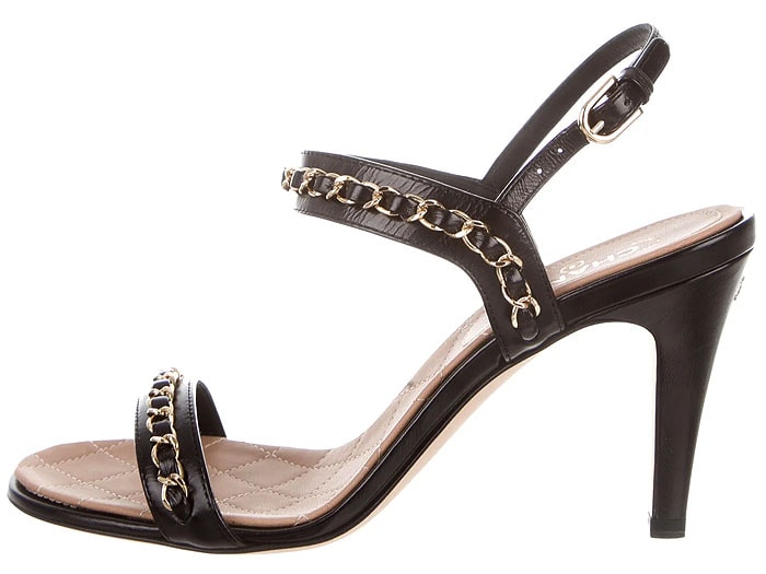 Chanel Chain-Embellished Slingback Sandals