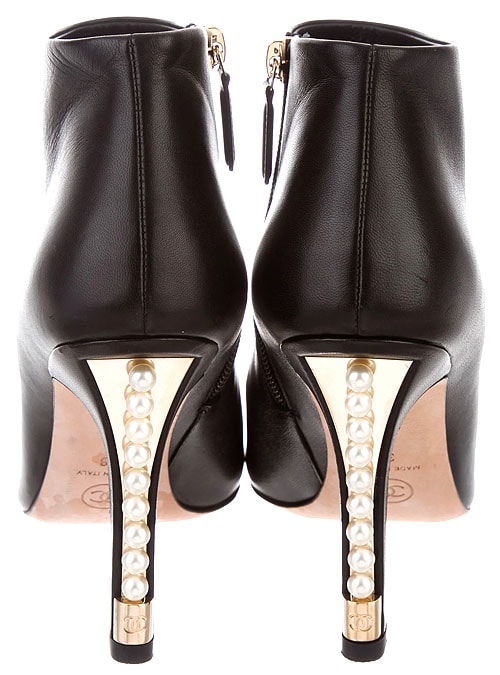 Chanel Pearl-Heel Cap-Toe Booties