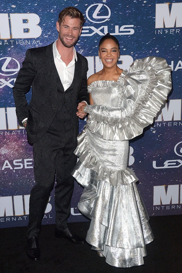 Chris Hemsworth and Tessa Thompson at the Men In Black: International premiere