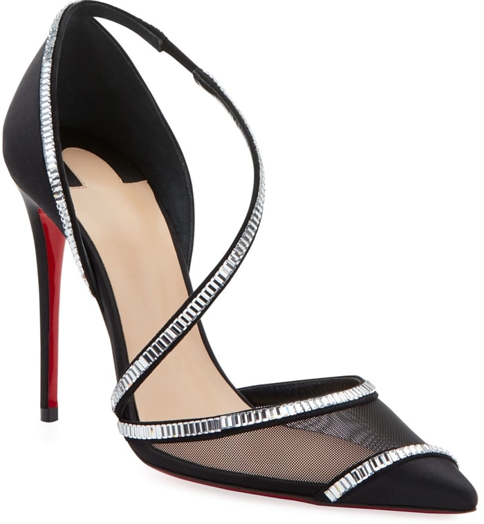 Christian Louboutin leather pumps with tile work crystal embellishments