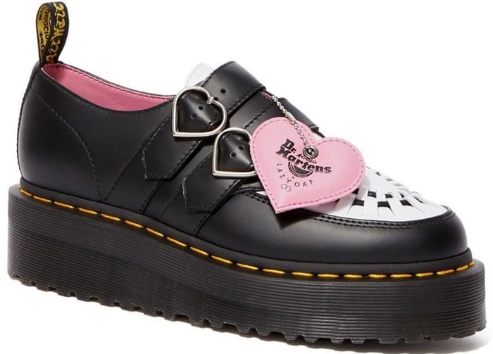 Black and White Dr. Martens Lazy Oaf Buckle Creepers