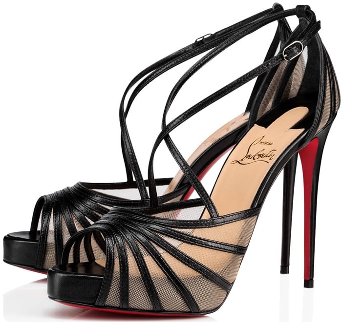 Christian Louboutin Filamenta Strappy Mesh Red Sole Sandals