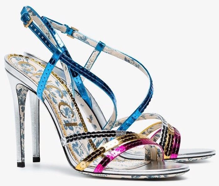 Gucci Metallic Leather Sandals with Sequins