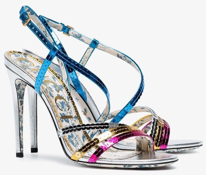 Gucci Metallic Leather Sandals with Sequins