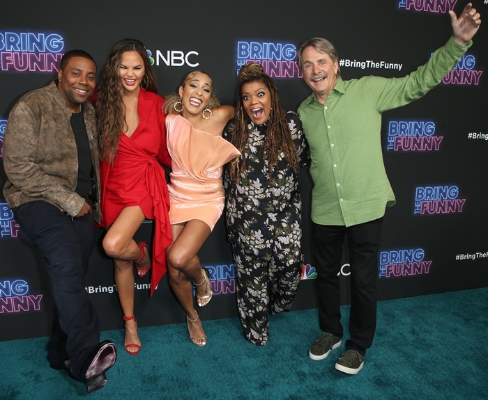 Amanda Seales is the host of Bring the Funny and the judges are Kenan Thompson, Chrissy Teigen, and Jeff Foxworthy